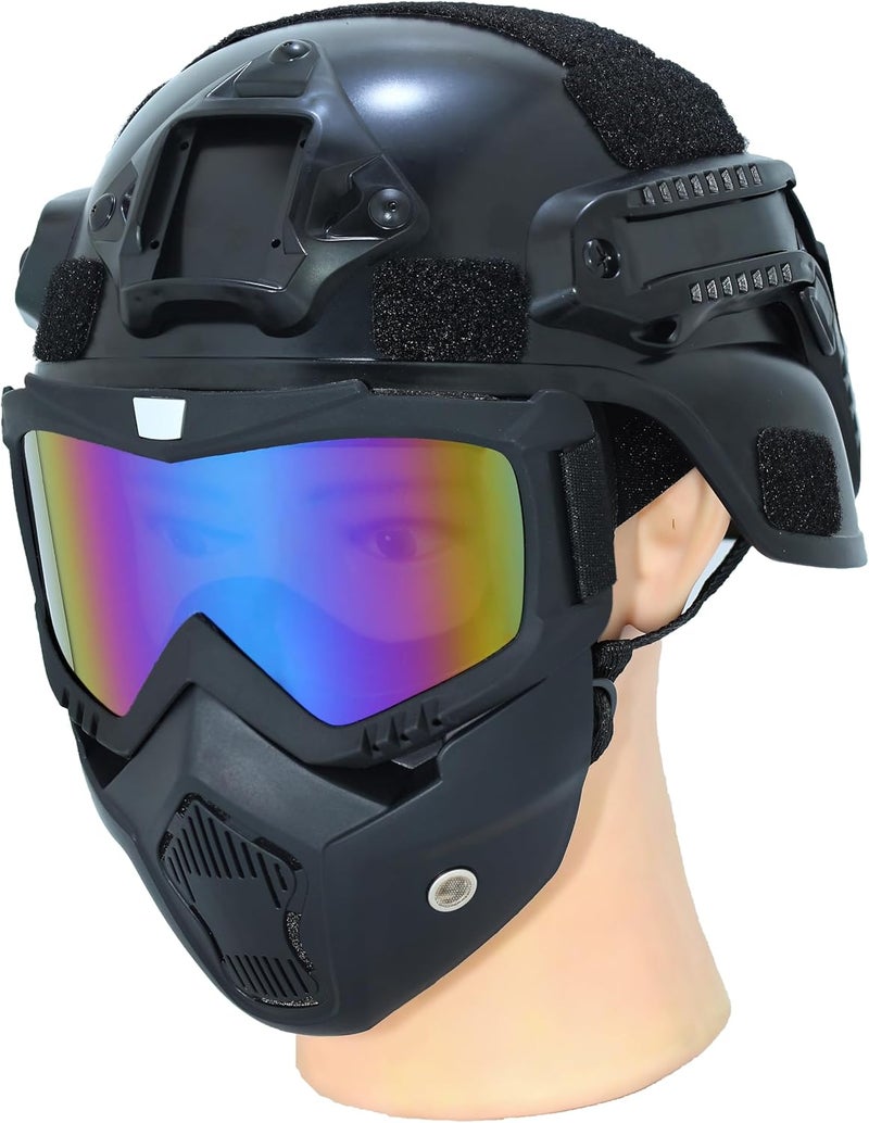 PLOOTA Tactical Airsoft Helmet with Detachable Goggles and Full Face Mask: Military Grade Gear for Paintball and Airsoft - Image 1